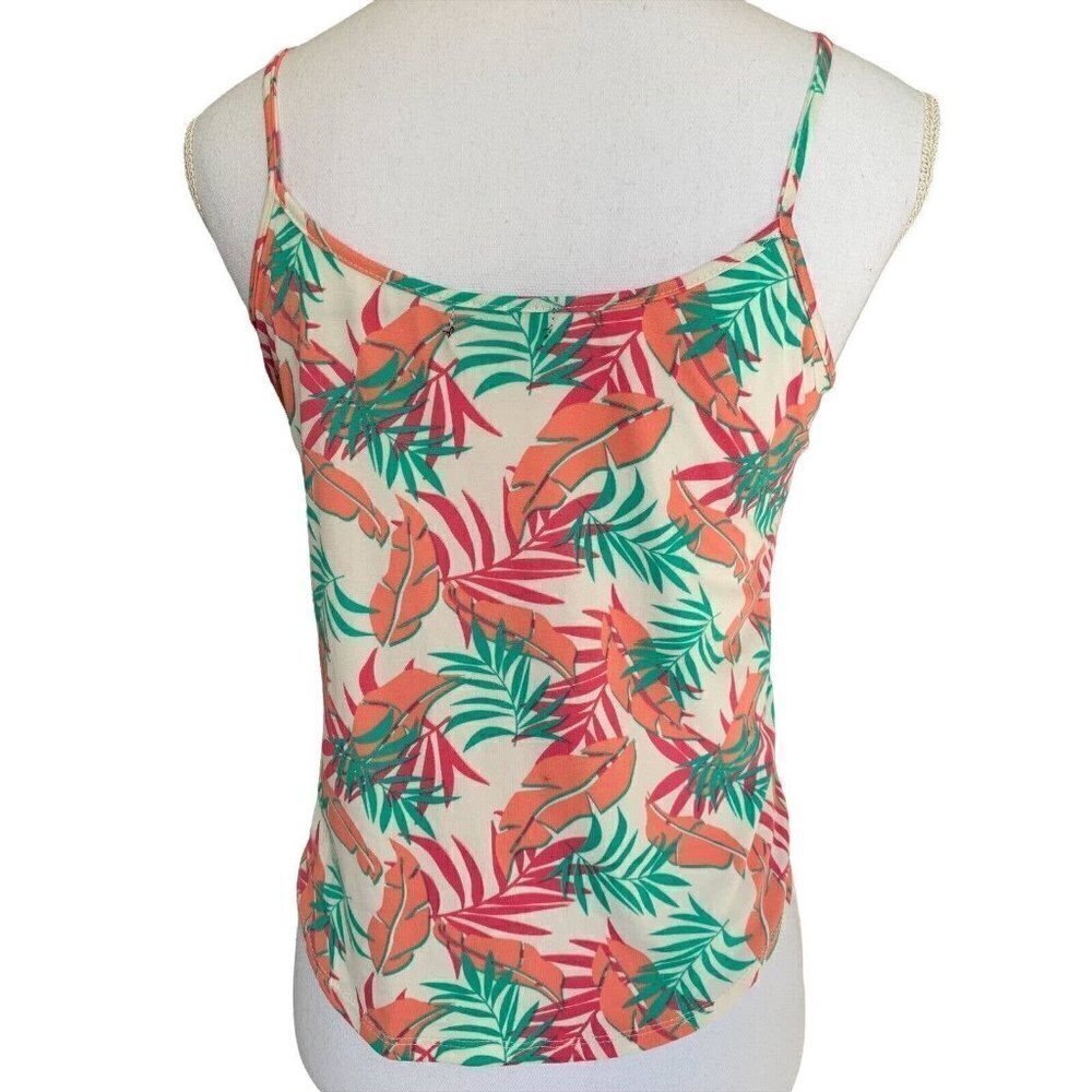 Poof New York Womens Top Size Medium Multicolor Palm Leaves Spaghetti Straps NWT - Picture 3 of 12